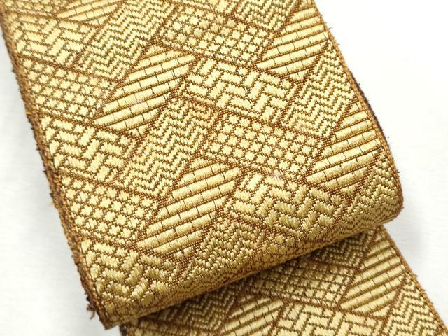 平和屋着物●男性　本場筑前博多織　両面　角帯　桧垣吉祥文　正絹　逸品　CABF8509hy