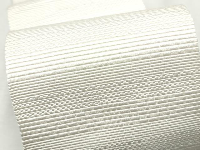 平和屋着物●男性　本場筑前博多織　角帯　横段文　色無地　生成色　博多金ラベル　森博多織物謹製　証紙付き　正絹　逸品　CABF8512hy
