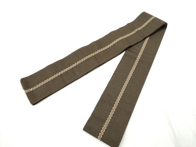 平和屋着物●男性　本場筑前博多織　両面　角帯　間道　正絹　逸品　CABF8518hy