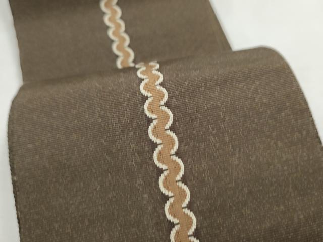 平和屋着物●男性　本場筑前博多織　両面　角帯　間道　正絹　逸品　CABF8518hy