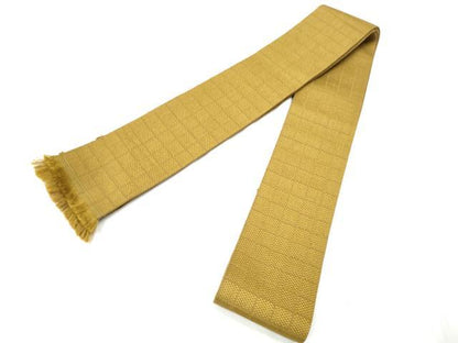 平和屋着物●男性　本場筑前博多織　角帯　格子柄　正絹　逸品　CABF8537hy
