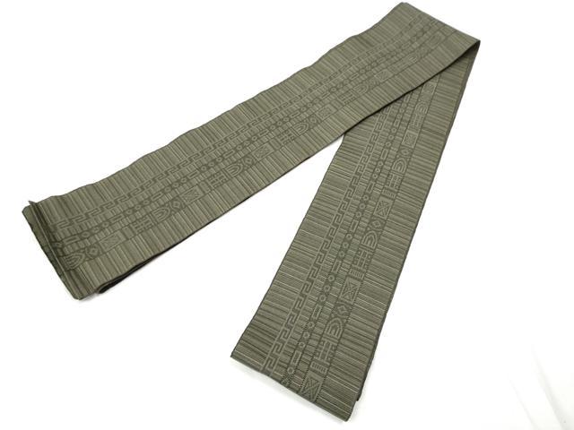 平和屋着物●男性　本場筑前博多織　角帯　幾何学間道　正絹　逸品　CABF8545hy