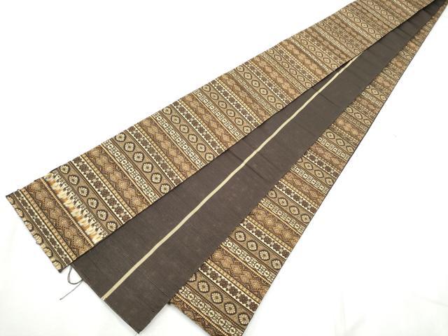 平和屋着物●男性　本場筑前博多織　角帯　横段吉祥花文　正絹　逸品　CABF8554hy