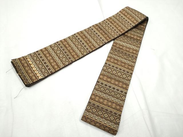 平和屋着物●男性　本場筑前博多織　角帯　横段吉祥花文　正絹　逸品　CABF8554hy