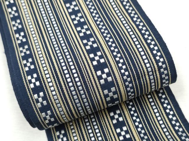 平和屋着物●男性　本場筑前博多織　角帯　間道　正絹　逸品　CABF8558hy