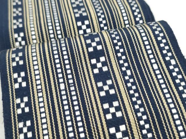 平和屋着物●男性　本場筑前博多織　角帯　間道　正絹　逸品　CABF8558hy
