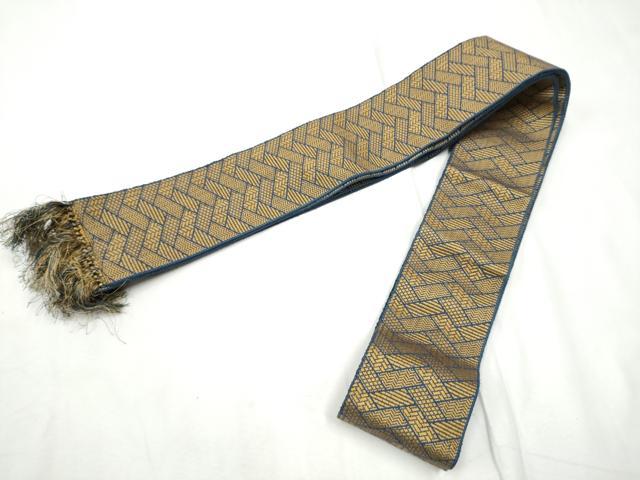 平和屋着物●男性　本場筑前博多織　両面　角帯　桧垣吉祥文　正絹　逸品　CABF8559hy