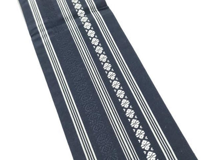 平和屋着物●男性　本場筑前博多織　両面　角帯　献上　人物文　正絹　逸品　CABF8560hy