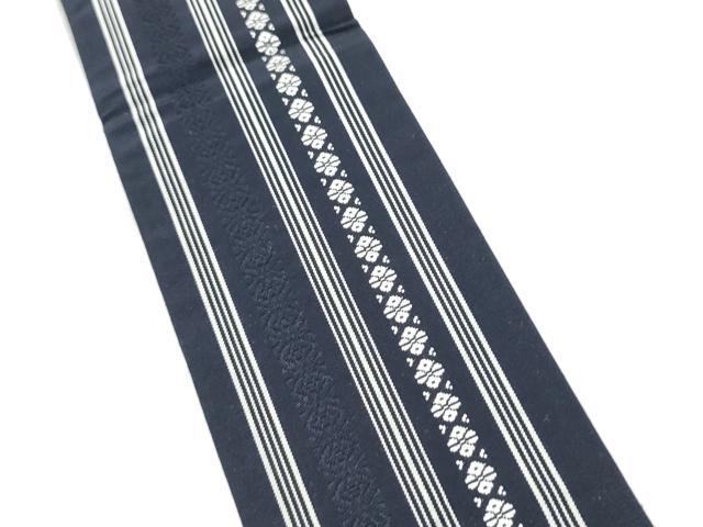 平和屋着物●男性　本場筑前博多織　両面　角帯　献上　人物文　正絹　逸品　CABF8560hy