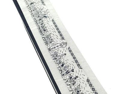 平和屋着物●男性　本場筑前博多織　両面　角帯　献上　人物文　正絹　逸品　CABF8560hy