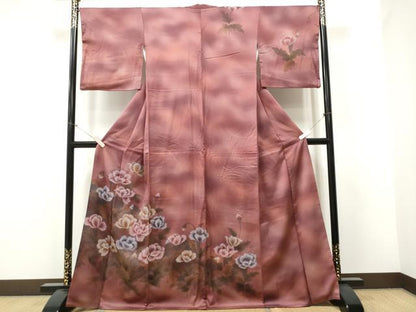 平和屋着物▼訪問着 手描き 枝花文 蛍暈し 金彩 ますいわ屋扱い 正絹 逸品 CABF8567hy