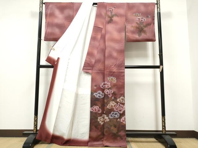 平和屋着物▼訪問着 手描き 枝花文 蛍暈し 金彩 ますいわ屋扱い 正絹 逸品 CABF8567hy
