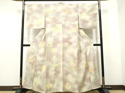 平和屋着物▼上質な小紋 地紋起こし 舞花文 蛍暈し 正絹 逸品 CABF8573hy