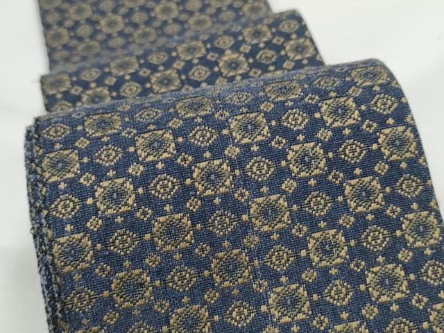 平和屋着物●男性　本場筑前博多織　角帯　市松吉祥文　正絹　逸品　CABF8586hy