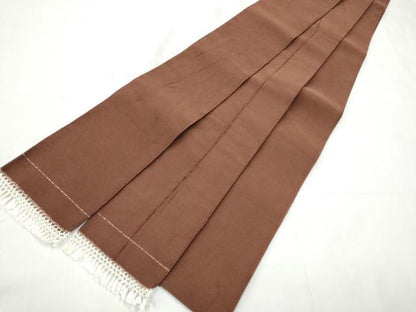 平和屋着物●男性　爪掻き本綴れ　角帯　色無地　赤褐色　正絹　逸品　CABF8608hy