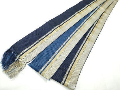 平和屋着物●男性　本場筑前博多織　角帯　間道　正絹　逸品　CABF8611hy