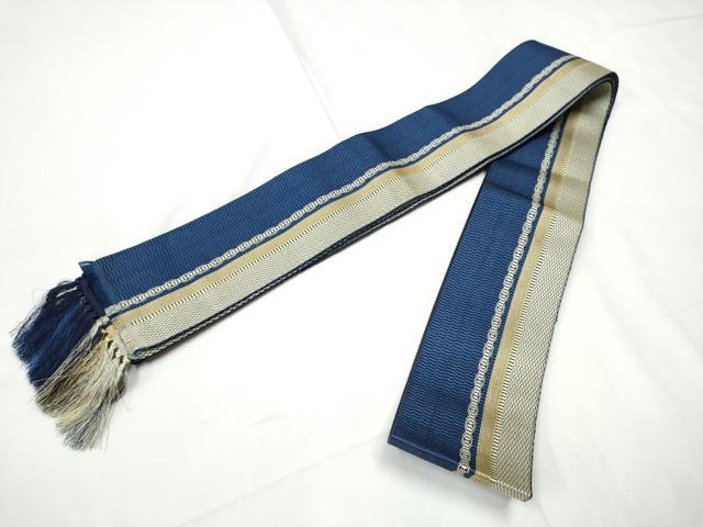 平和屋着物●男性　本場筑前博多織　角帯　間道　正絹　逸品　CABF8611hy