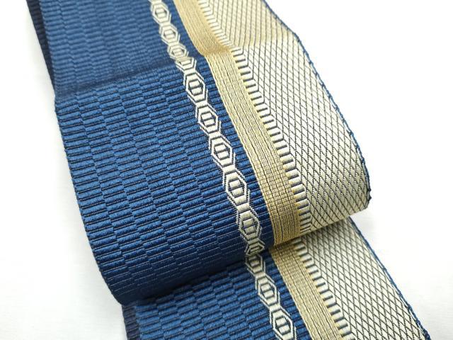 平和屋着物●男性　本場筑前博多織　角帯　間道　正絹　逸品　CABF8611hy