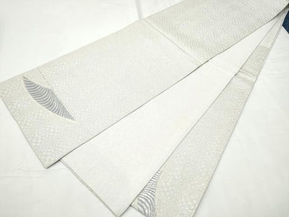 平和屋着物▽太鼓柄袋帯　スリーシーズン　春夏秋　三日月　銀糸　正絹　逸品　CABF8614hy