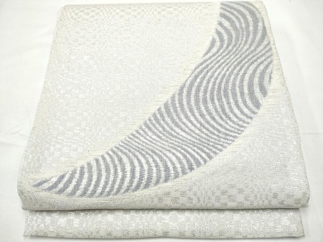 平和屋着物▽太鼓柄袋帯　スリーシーズン　春夏秋　三日月　銀糸　正絹　逸品　CABF8614hy