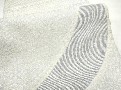 平和屋着物▽太鼓柄袋帯　スリーシーズン　春夏秋　三日月　銀糸　正絹　逸品　CABF8614hy