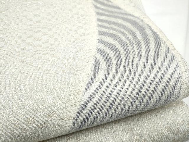 平和屋着物▽太鼓柄袋帯　スリーシーズン　春夏秋　三日月　銀糸　正絹　逸品　CABF8614hy