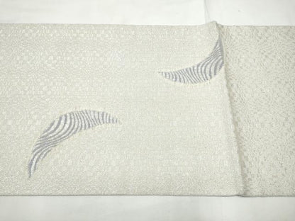 平和屋着物▽太鼓柄袋帯　スリーシーズン　春夏秋　三日月　銀糸　正絹　逸品　CABF8614hy