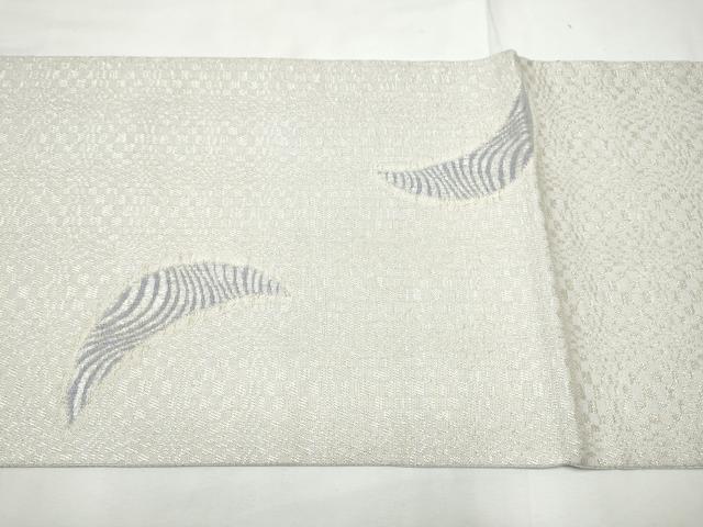 平和屋着物▽太鼓柄袋帯　スリーシーズン　春夏秋　三日月　銀糸　正絹　逸品　CABF8614hy