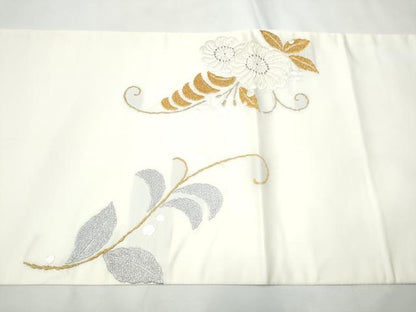 平和屋着物●六通柄袋帯　枝葉文　金銀糸　正絹　逸品　CABF8615hy