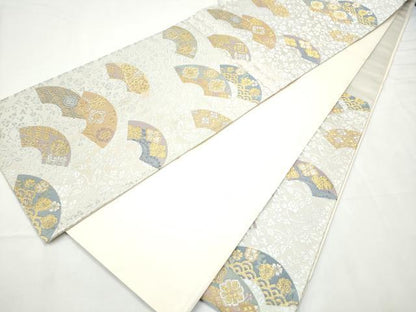 平和屋着物●六通柄袋帯　唐織　地紙花文　金銀糸　鈴乃屋扱い　正絹　逸品　CABF8616hy