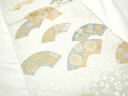 平和屋着物●六通柄袋帯　唐織　地紙花文　金銀糸　鈴乃屋扱い　正絹　逸品　CABF8616hy