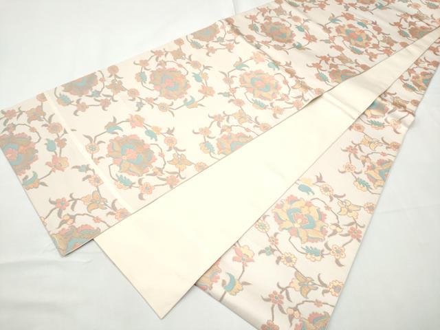 平和屋着物●全通柄　本袋帯　更紗花唐草文　金糸　正絹　逸品　CABF8627hy