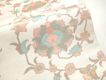平和屋着物●全通柄　本袋帯　更紗花唐草文　金糸　正絹　逸品　CABF8627hy