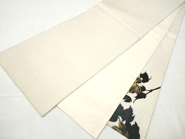 平和屋着物●太鼓柄袋帯　枝葉文　金通し地　正絹　逸品　CABF8628hy