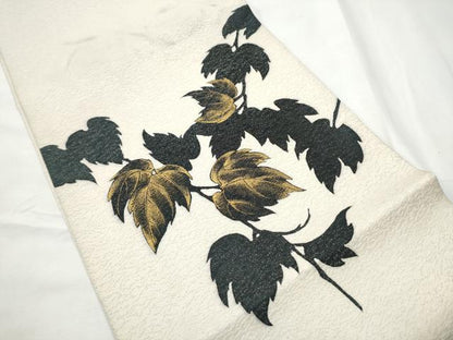 平和屋着物●太鼓柄袋帯　枝葉文　金通し地　正絹　逸品　CABF8628hy