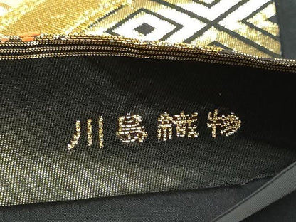 平和屋着物●西陣　川島織物　六通柄　本袋帯　唐織　吉祥文　黒地　金糸　正絹　逸品　CABF8631hy