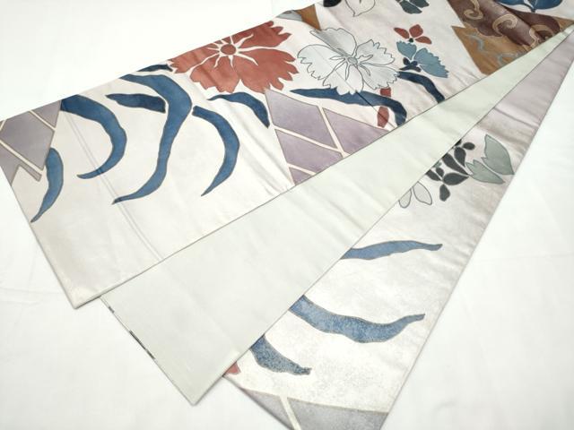 平和屋着物●六通柄袋帯　草花文　正絹　逸品　CABF8637hy