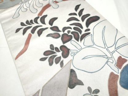 平和屋着物●六通柄袋帯　草花文　正絹　逸品　CABF8637hy