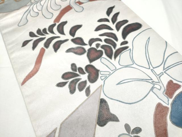 平和屋着物●六通柄袋帯　草花文　正絹　逸品　CABF8637hy