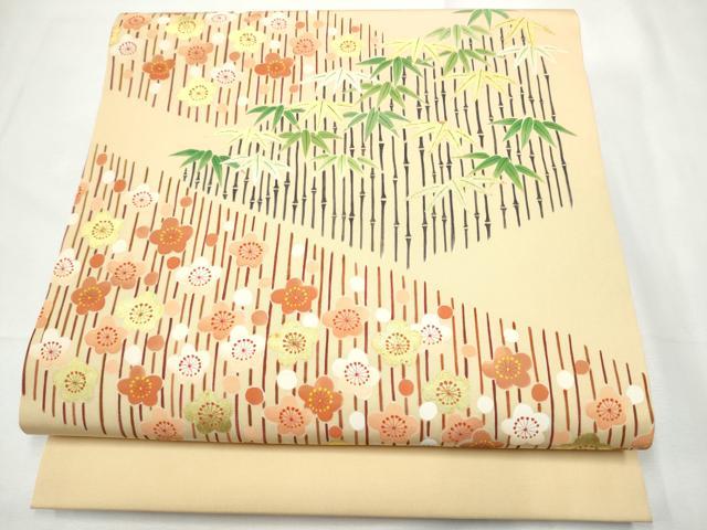 平和屋着物●九寸名古屋帯　笹梅文　金彩　正絹　逸品　CABF8641hy