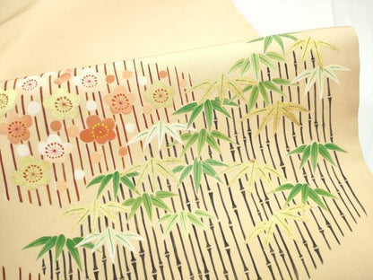 平和屋着物●九寸名古屋帯　笹梅文　金彩　正絹　逸品　CABF8641hy