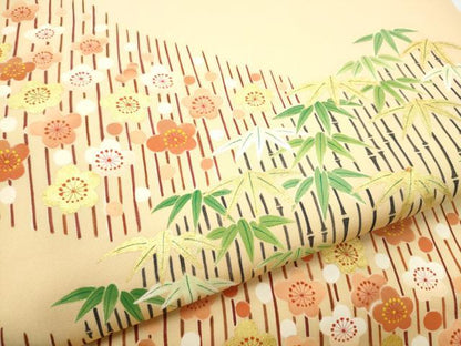 平和屋着物●九寸名古屋帯　笹梅文　金彩　正絹　逸品　CABF8641hy