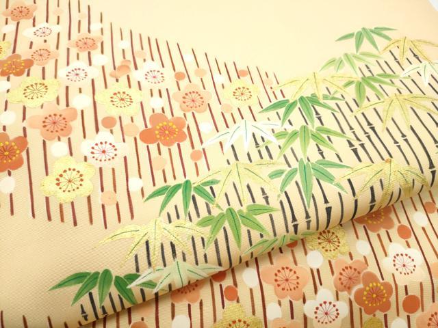 平和屋着物●九寸名古屋帯　笹梅文　金彩　正絹　逸品　CABF8641hy