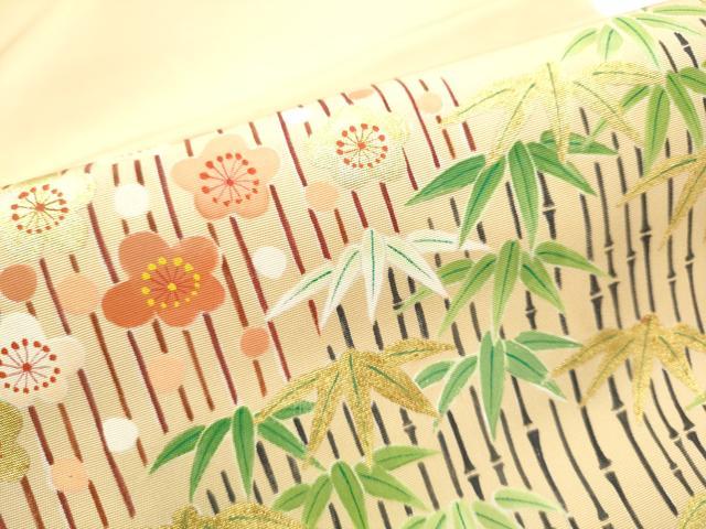 平和屋着物●九寸名古屋帯　笹梅文　金彩　正絹　逸品　CABF8641hy