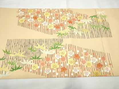 平和屋着物●九寸名古屋帯　笹梅文　金彩　正絹　逸品　CABF8641hy