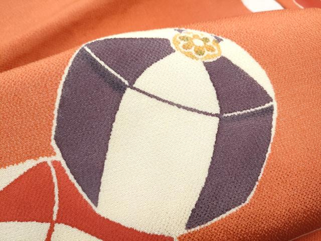 平和屋着物●九寸名古屋帯　型染め　花毬文　鬼しぼ縮緬　正絹　逸品　CABF8652hy