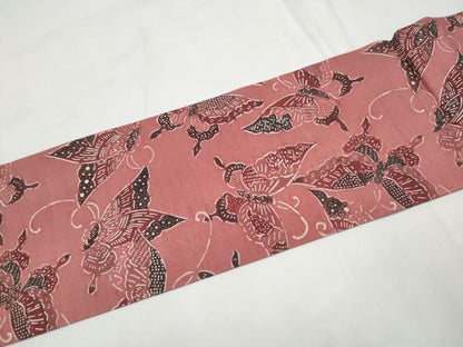 平和屋着物●九寸名古屋帯　紬地　型染め　舞蝶文　正絹　逸品　CABF8659hy