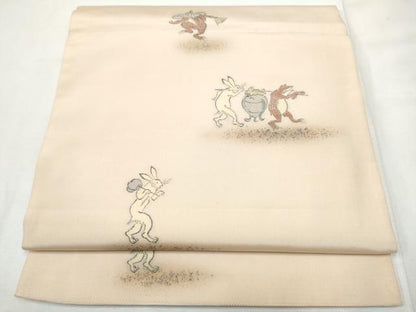 平和屋着物●京の名門・菱屋六右ェ門　つけ帯　鳥獣戯画　金彩　正絹　逸品　CABF8661hy