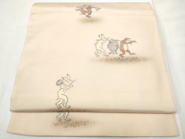 平和屋着物●京の名門・菱屋六右ェ門　つけ帯　鳥獣戯画　金彩　正絹　逸品　CABF8661hy