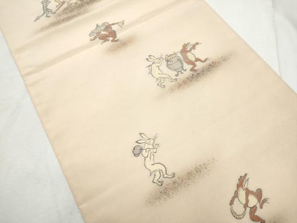 平和屋着物●京の名門・菱屋六右ェ門　つけ帯　鳥獣戯画　金彩　正絹　逸品　CABF8661hy